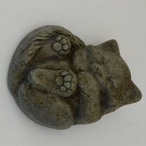 Vintage Snuggle Kitten Cat Statue, The Stone Bunny Inc 1997 Signed Telle Stein